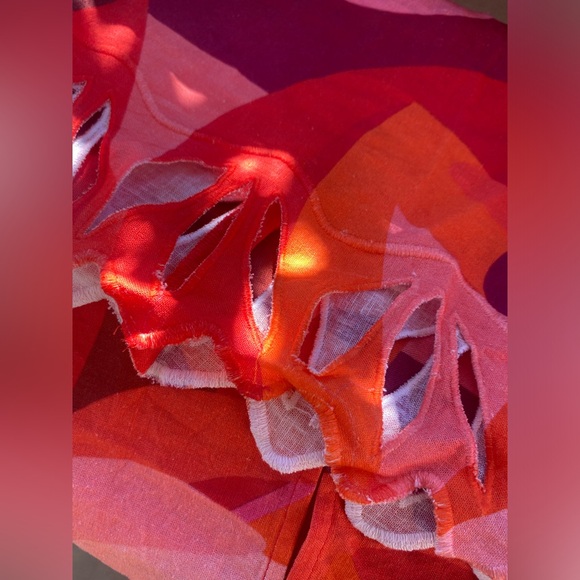 Farm Rio, Anthropologie, Sleeveless Cutout Linen Shell Top, Medium - Picture 8 of 12